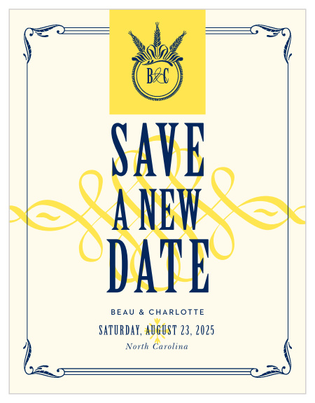Our MaeMaes Hugo Change the Date Cards are perfect for letting your family and friends know you are postponing your wedding due to unforeseen circumstances.