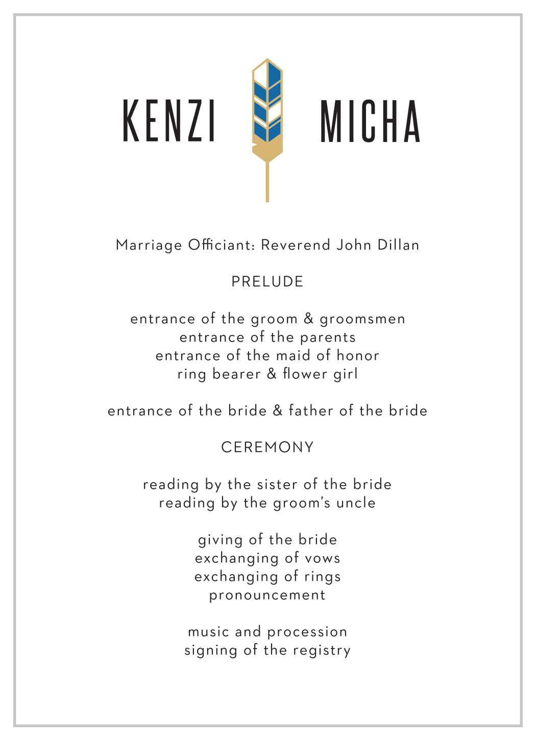 Colorful Feather Wedding Programs