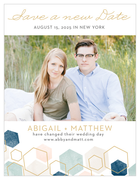 Postponing just got easier with our Geometric Watercolor Change the Date Cards.