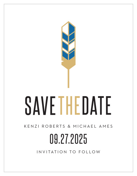 Family and friends are sure to mark their calendars for your wedding when they see the look of our Colorful Feather Save the Date Magnets. 