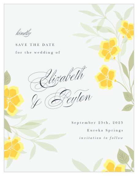 Announce your wedding date in style with our Clematis Blossom Save-the-Date Cards. 