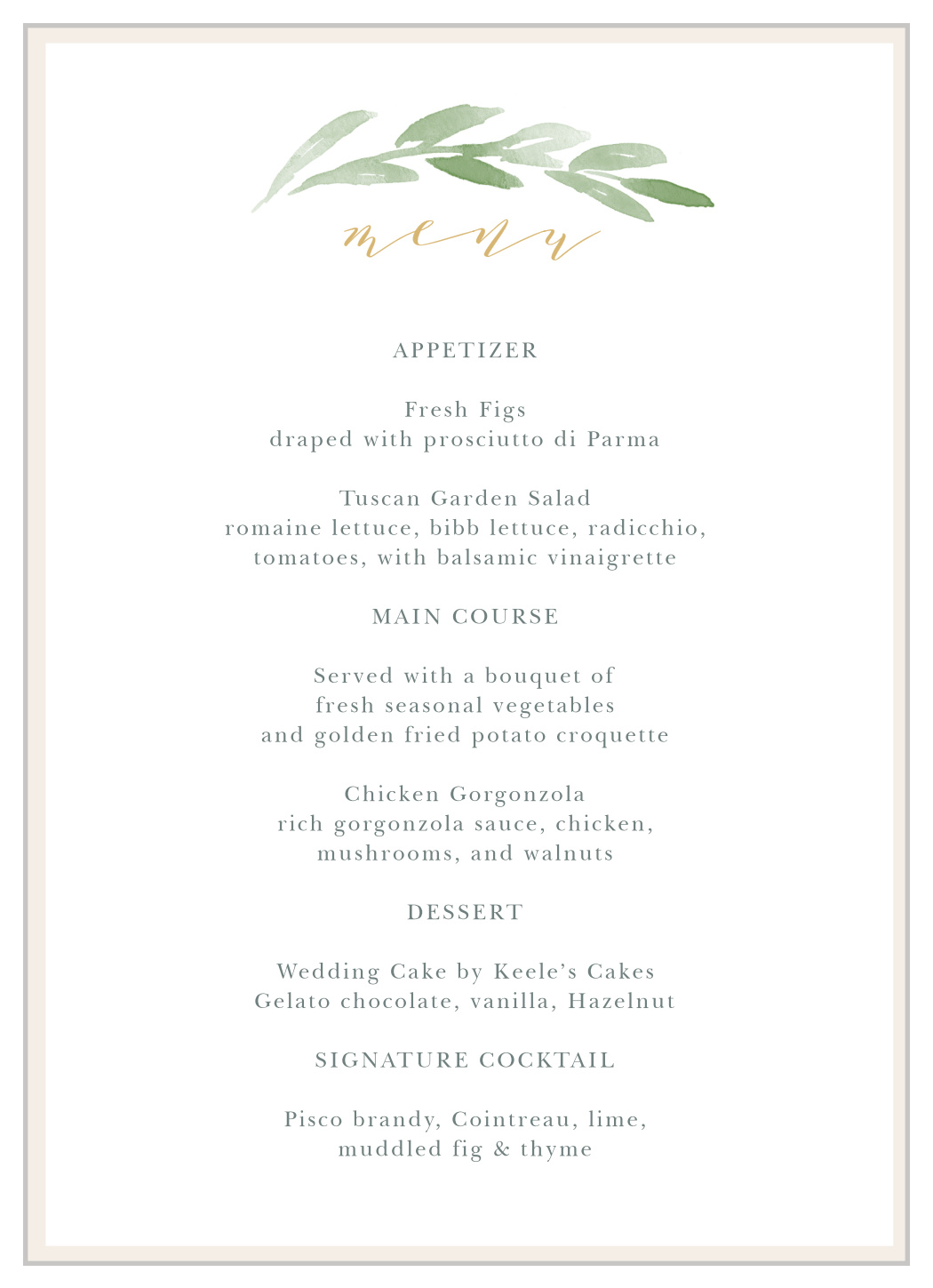 Forever Wreath Wedding Menus