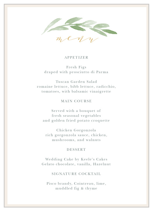 Forever Wreath Wedding Menus