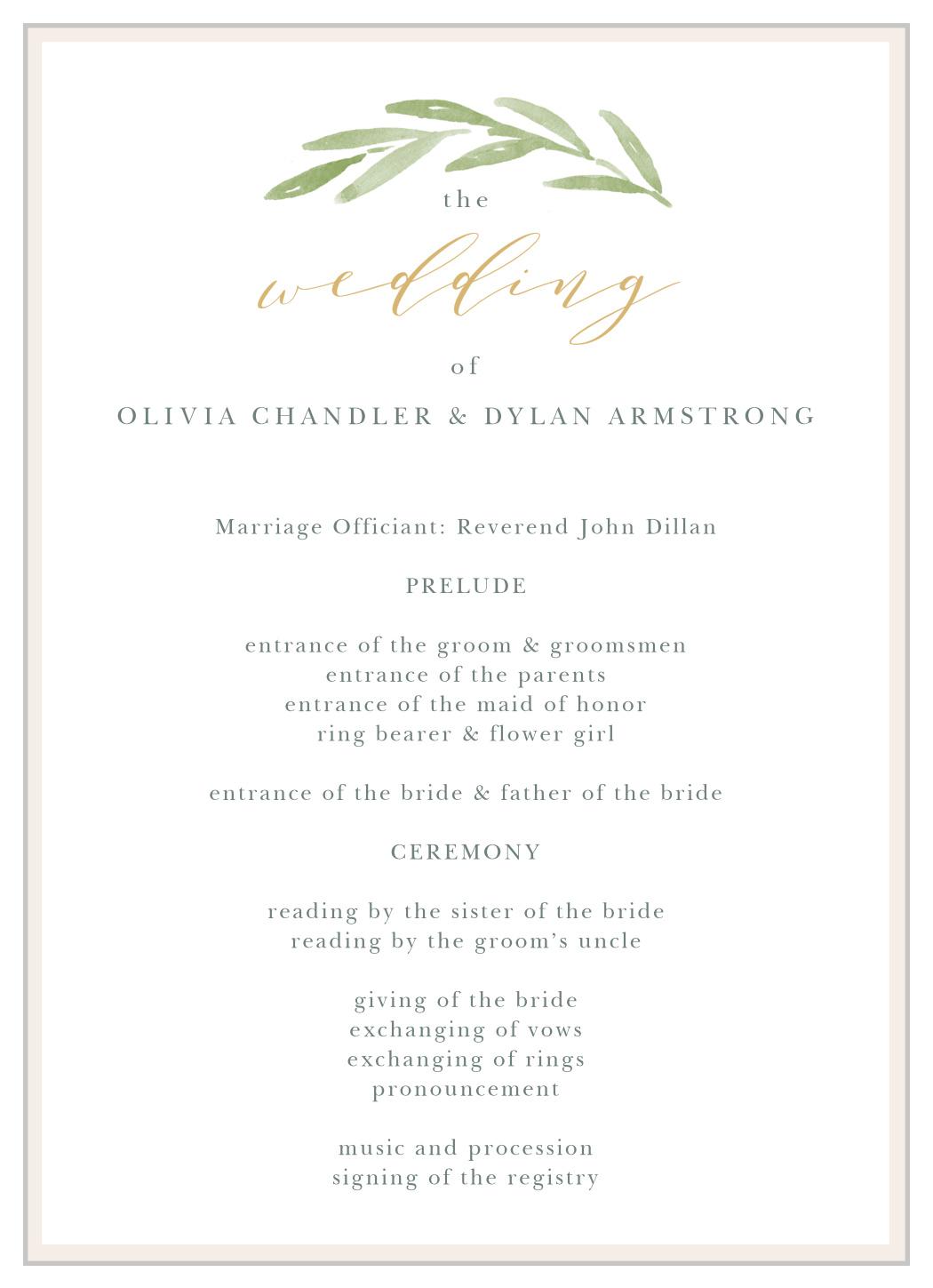 Forever Wreath Wedding Programs