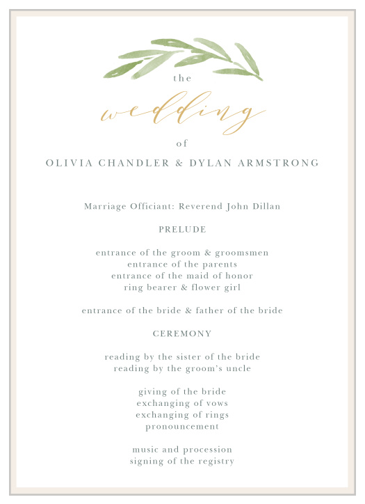 Forever Wreath Wedding Programs