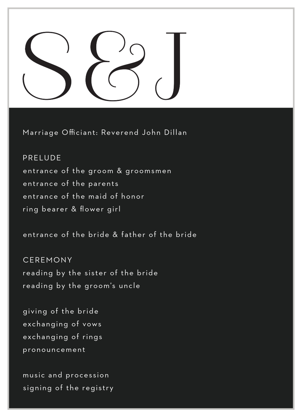 Oversize Date Wedding Programs