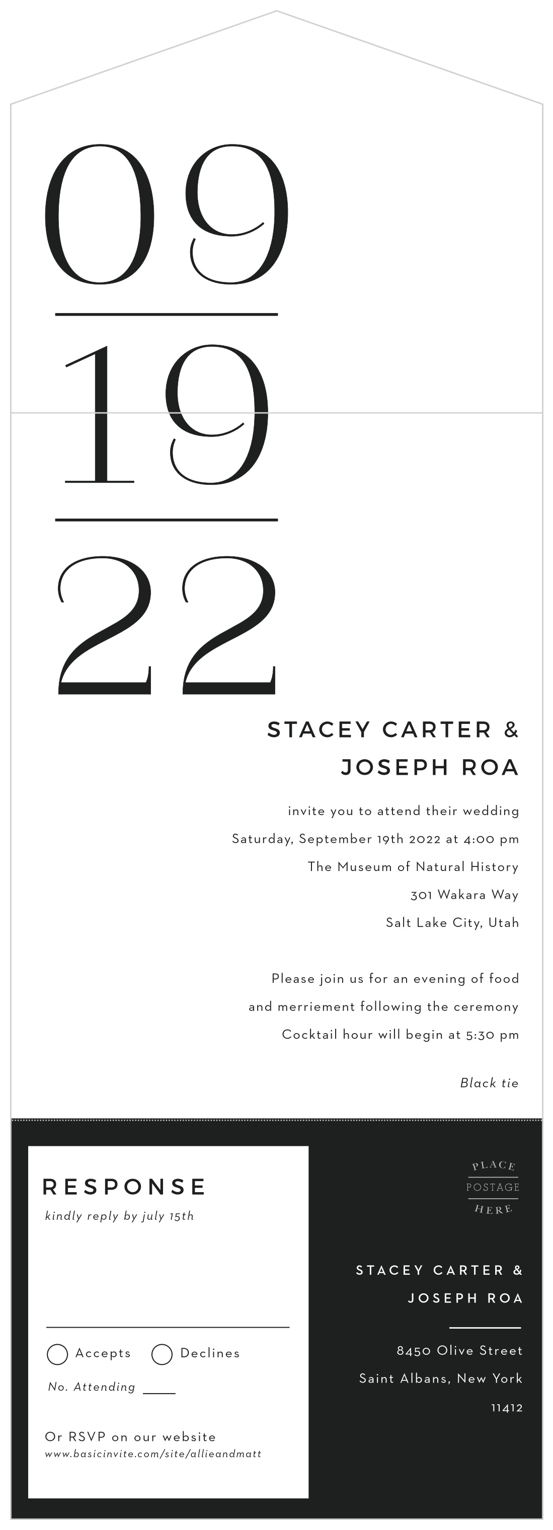 Oversize Date Seal & Send Wedding Invitations