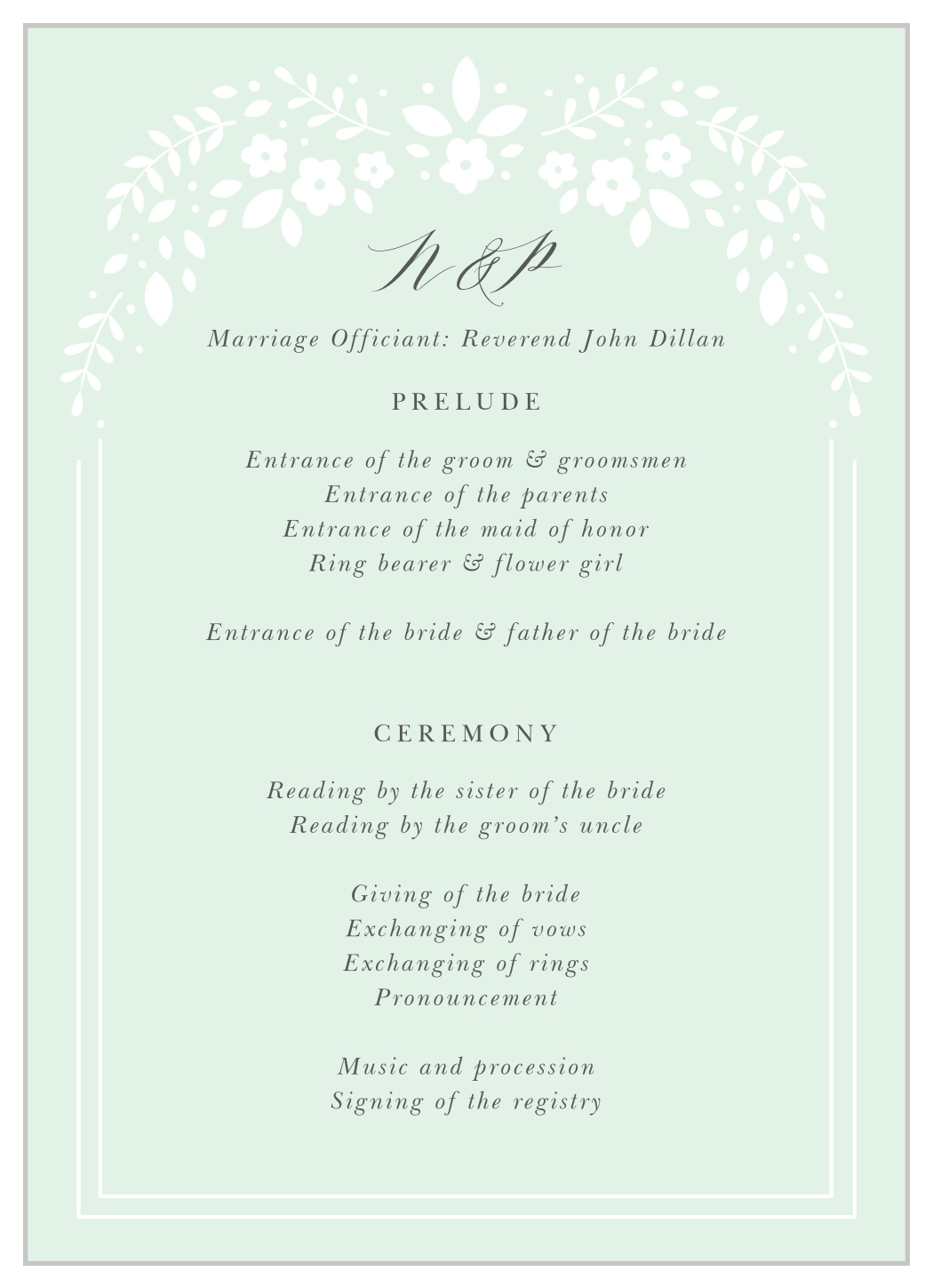 Botanic Garden Wedding Programs