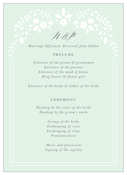 Botanic Garden Wedding Programs
