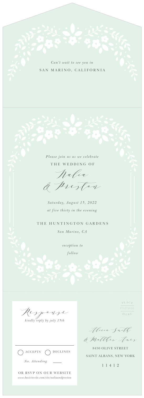 The only invitations you will need! Our Botanic Garden Seal & Send Wedding Invitations are perfect!