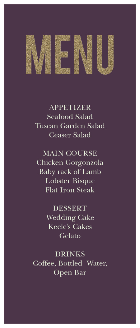 Golden Rings Wedding Menus