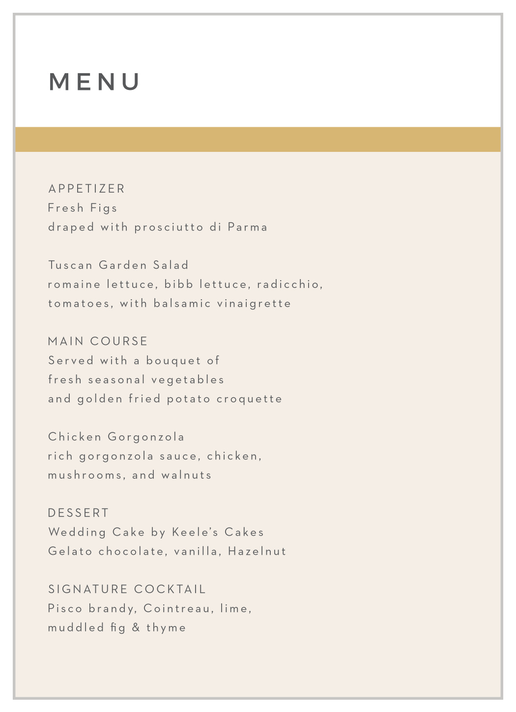 Contemporary Colors Wedding Menus