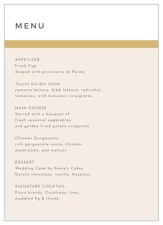 Contemporary Colors Wedding Menus