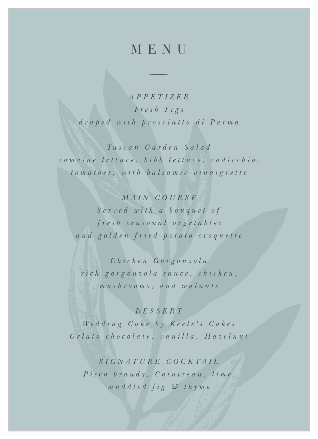 Sketched Branch Wedding Menus