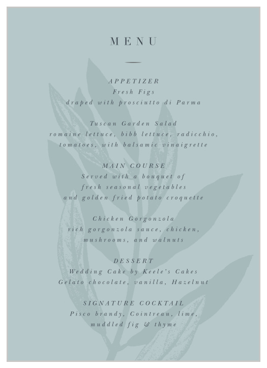 Sketched Branch Wedding Menus