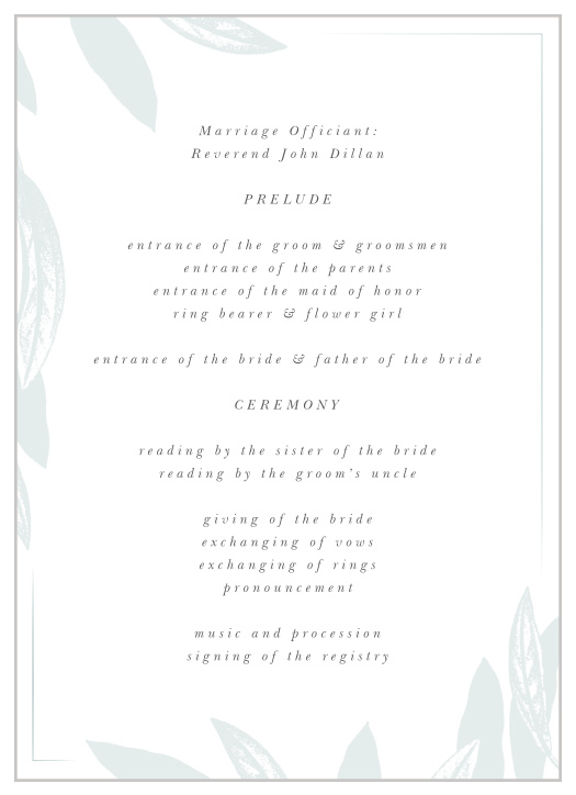 Sketched Branch Wedding Programs