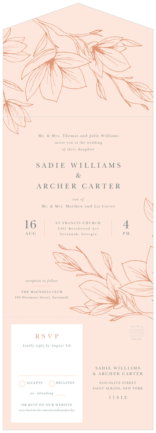 Announce your wedding in beautiful style with our Love Blooms Seal & Send Invitations. 