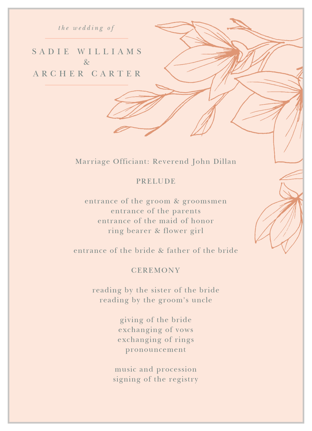 Love Blooms Wedding Programs