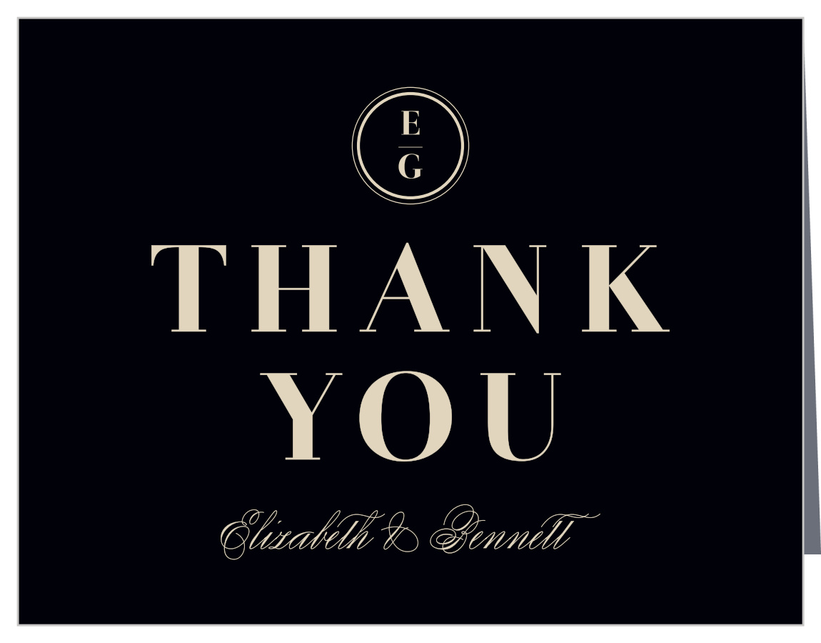 Basic Monogram Wedding Thank You Cards