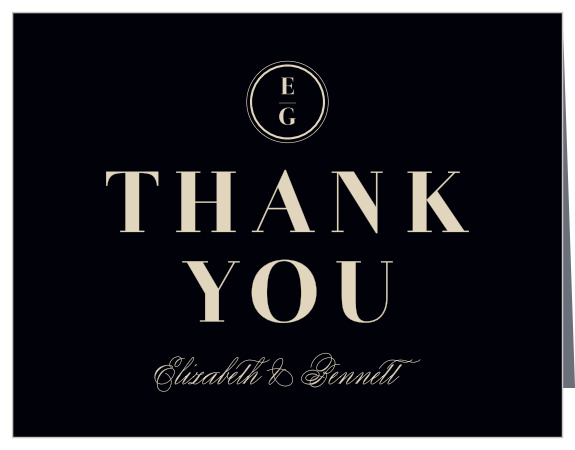 Basic Monogram Wedding Thank You Cards