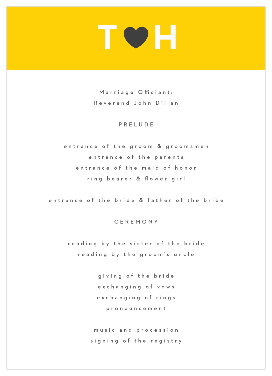 Love Note Wedding Programs