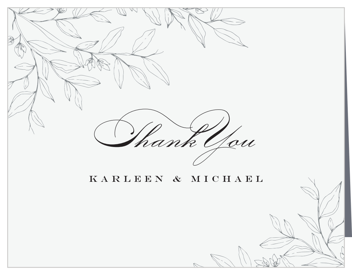 Penwork Florals Wedding Thank You Cards