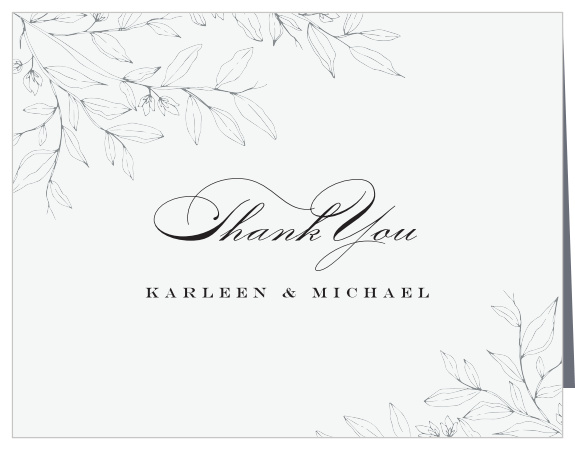 Penwork Florals Wedding Thank You Cards