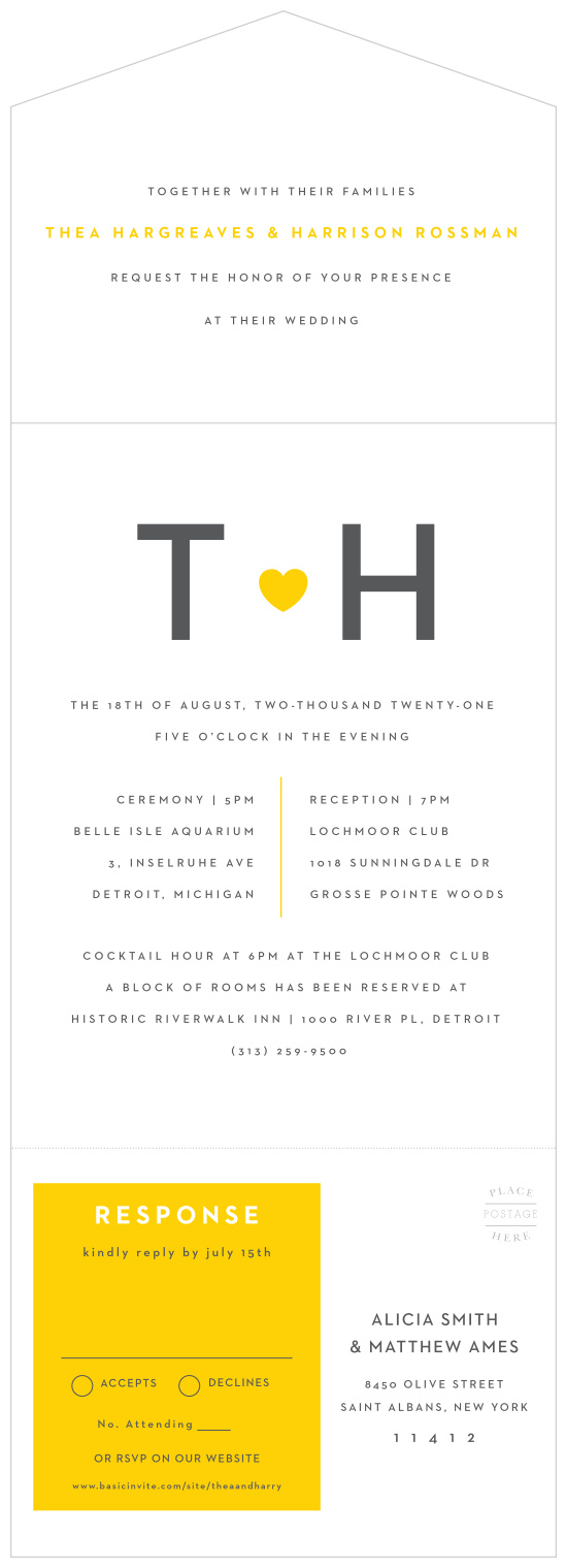 Bring your family and friends together to celebrate your marriage with our Love Note Seal & Send Wedding Invitations. 