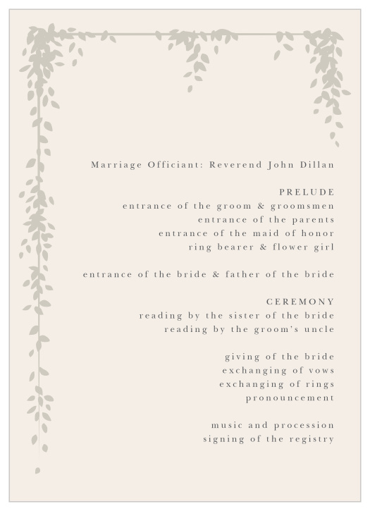 Subtle Garland Wedding Programs