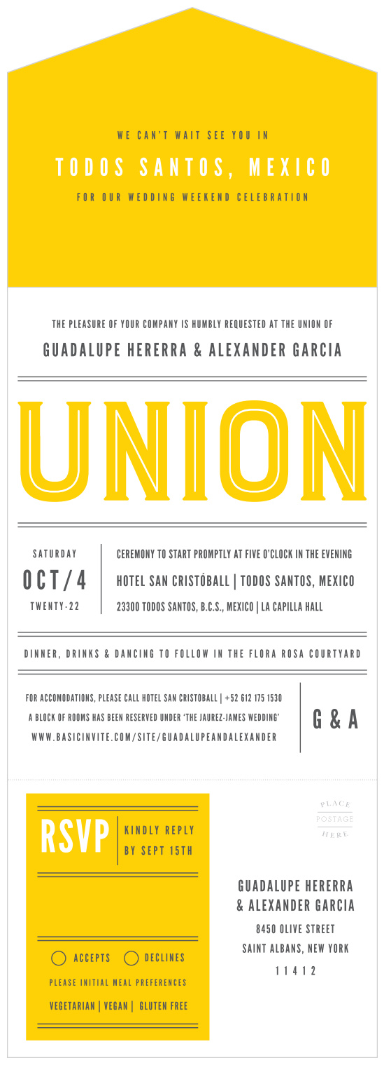 Announce your wedding to the world with our Bold Union Seal and Send Wedding Invitations. 