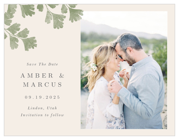 Everyone will be sure to mark their calendars with our Fern Frame Save-the-Date Magnets.
