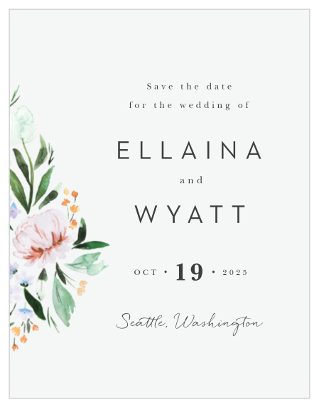 Announce your exciting news with all of your friends and family by sending out our beautiful, modern, Floral Cascade Save-the-Date Magnets!