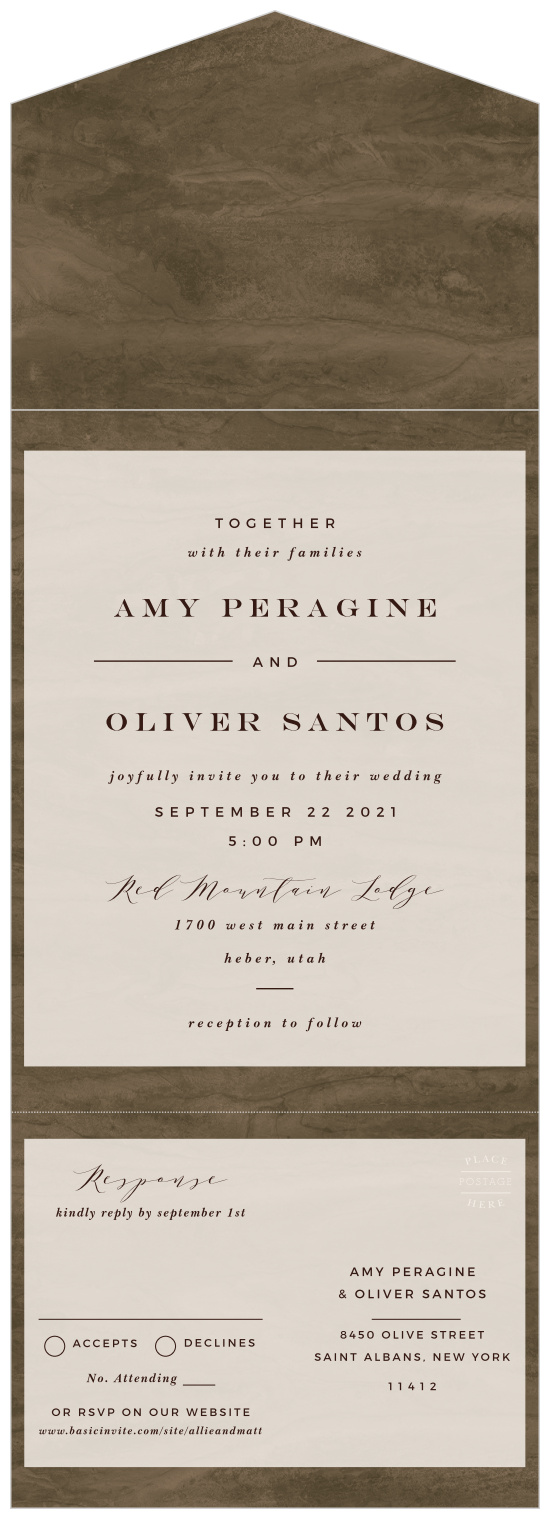 Surround yourself with family and friends on your special day with our Timeless Wood Seal & Send Wedding Invitations. 