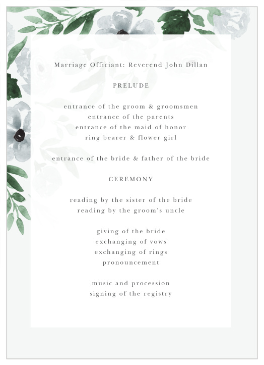 Dappled Shade Wedding Programs