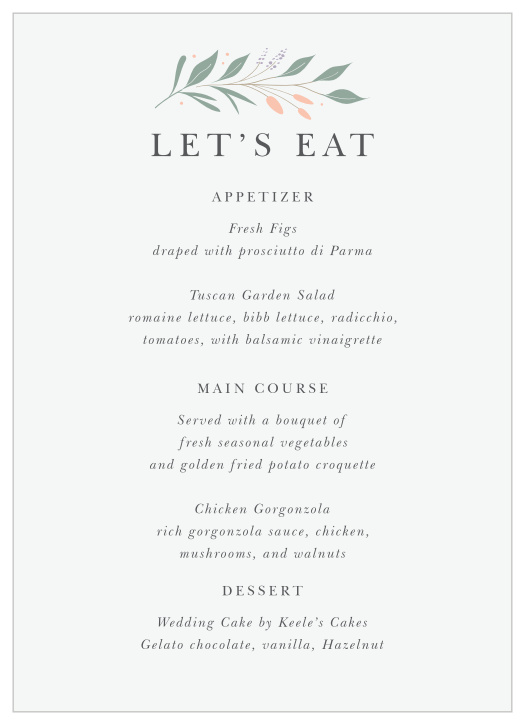 Laurel Foliage Wedding Menus