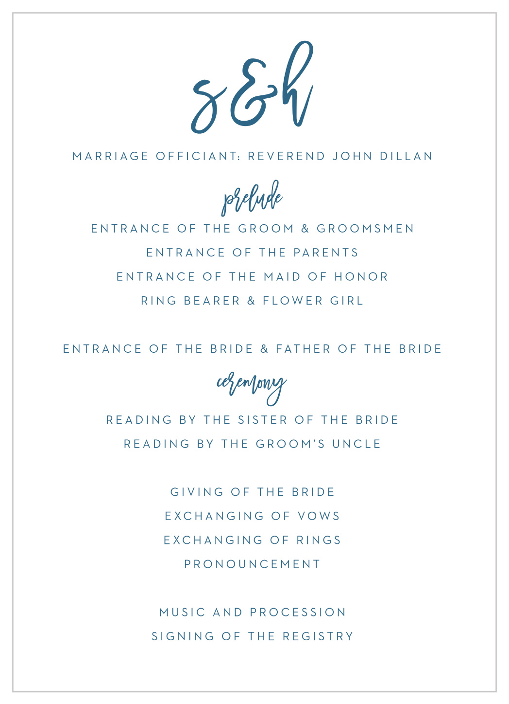 Simply Typographic Wedding Programs