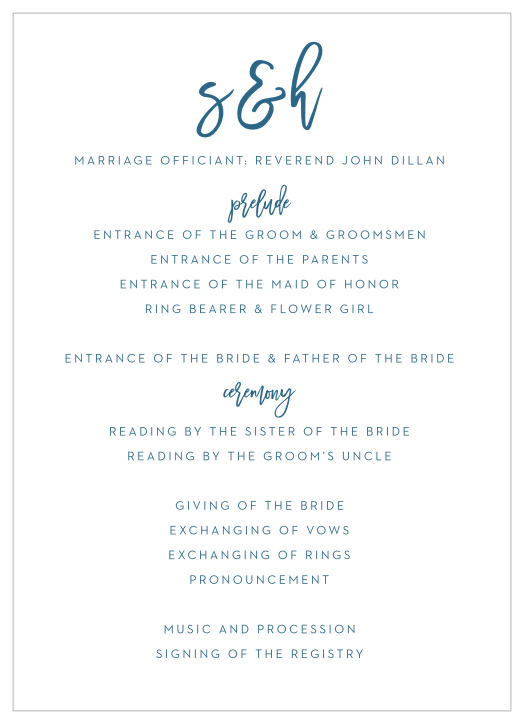 Simply Typographic Wedding Programs