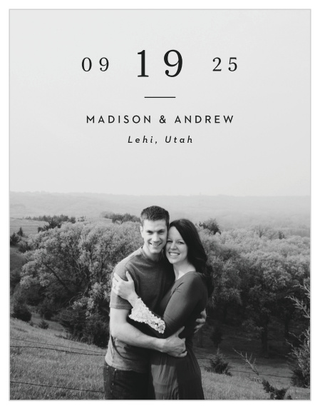 Look no further than our Split Type Save-the-Date Magnets for a simple, straightforward design!