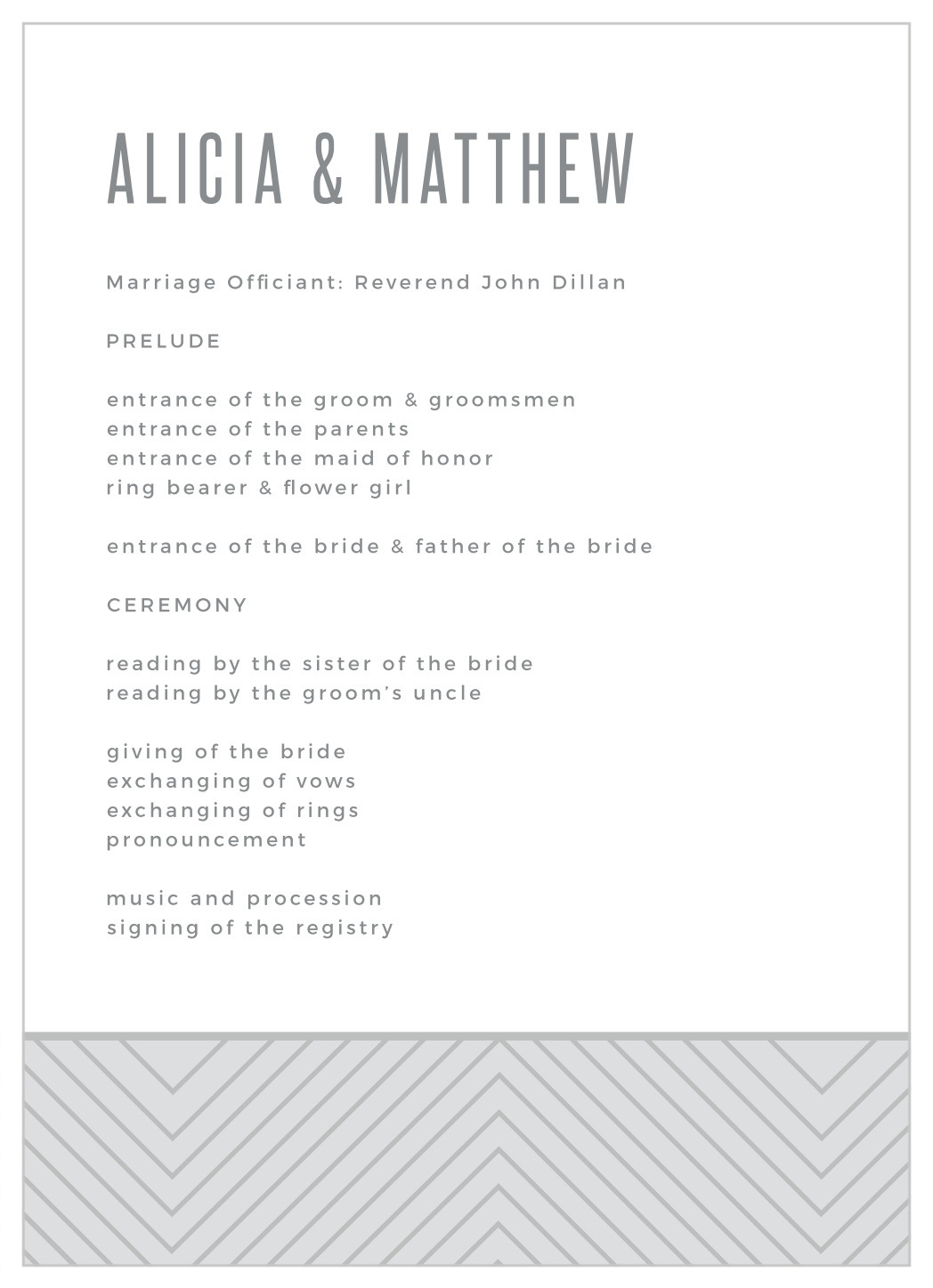 Mod Lines Wedding Programs