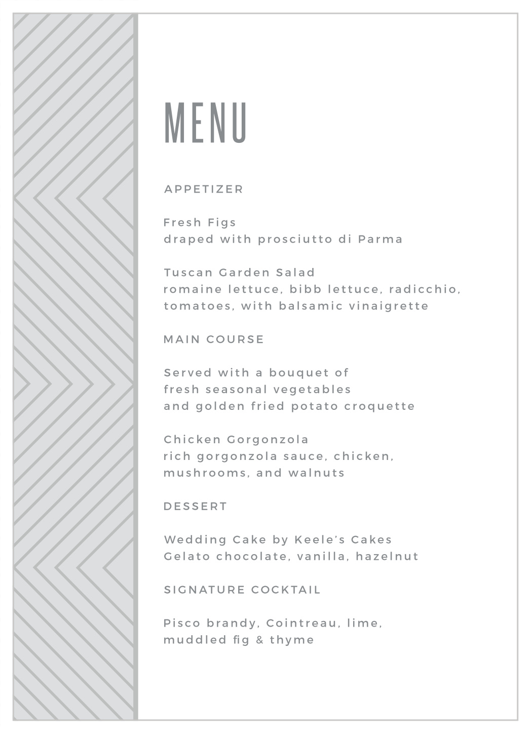 Mod Lines Wedding Menus