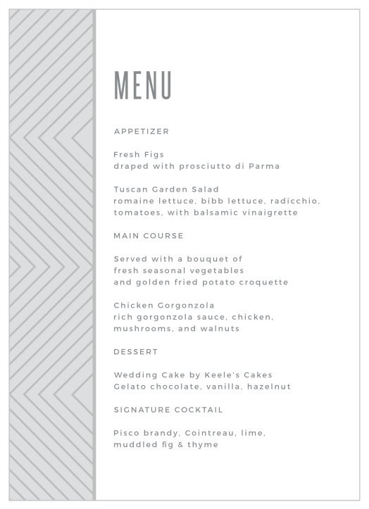 Mod Lines Wedding Menus