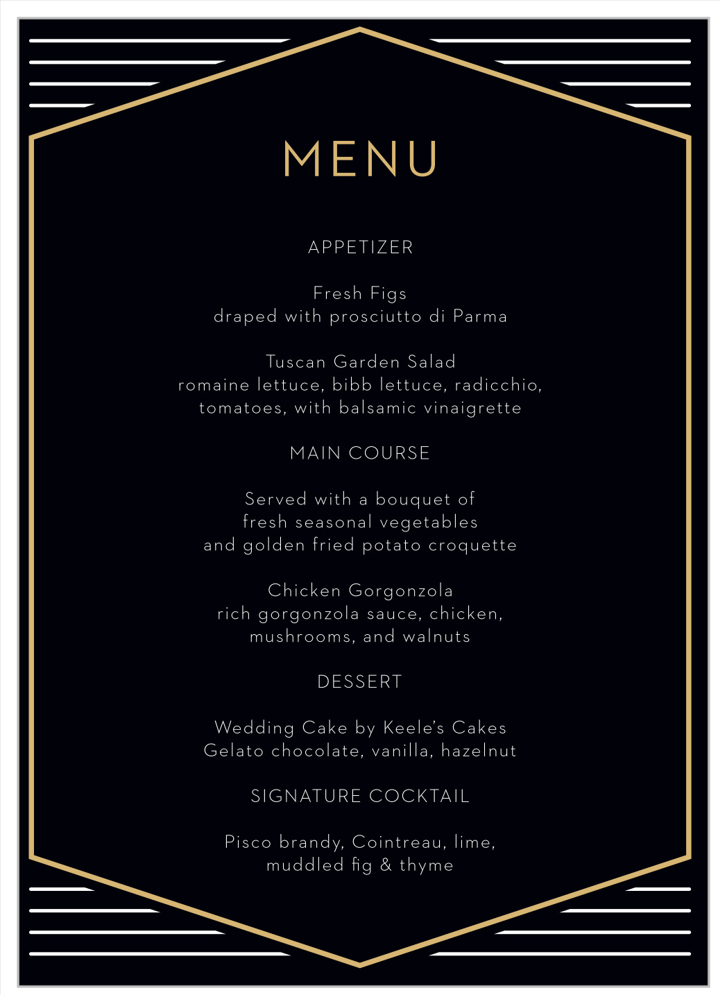 Golden Photo Wedding Menus