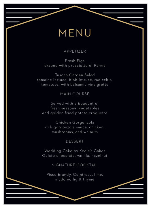 Golden Photo Wedding Menus