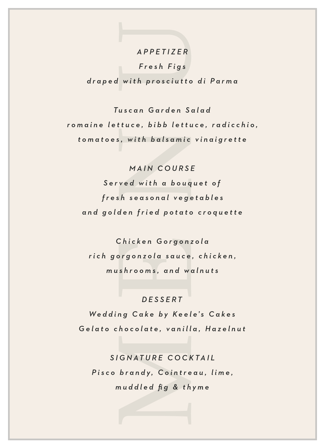 Split Type Wedding Menus