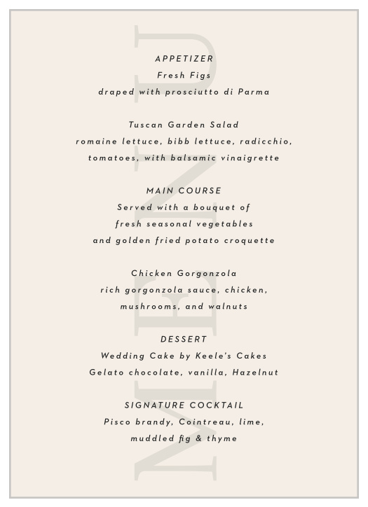 Split Type Wedding Menus