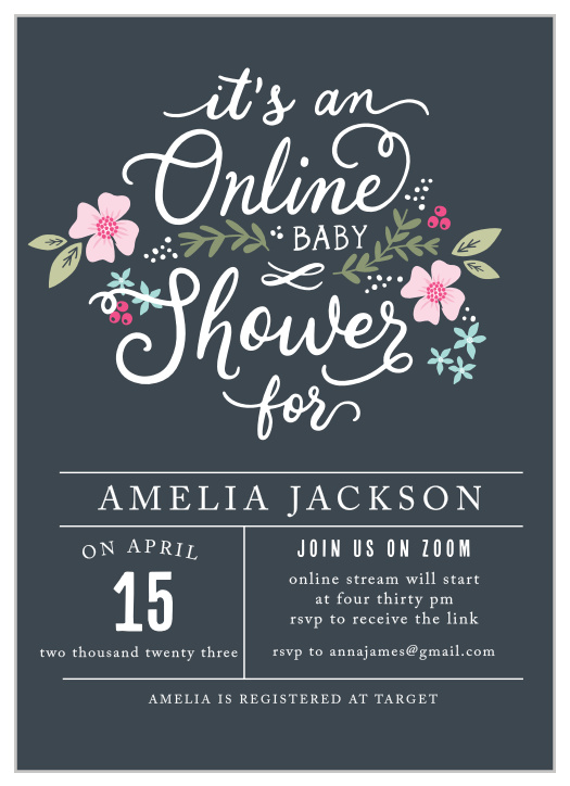 Our Garden Flowers Long Distance Baby Shower Invitations are the perfect solution for when you can't gather your loved ones for a baby shower!