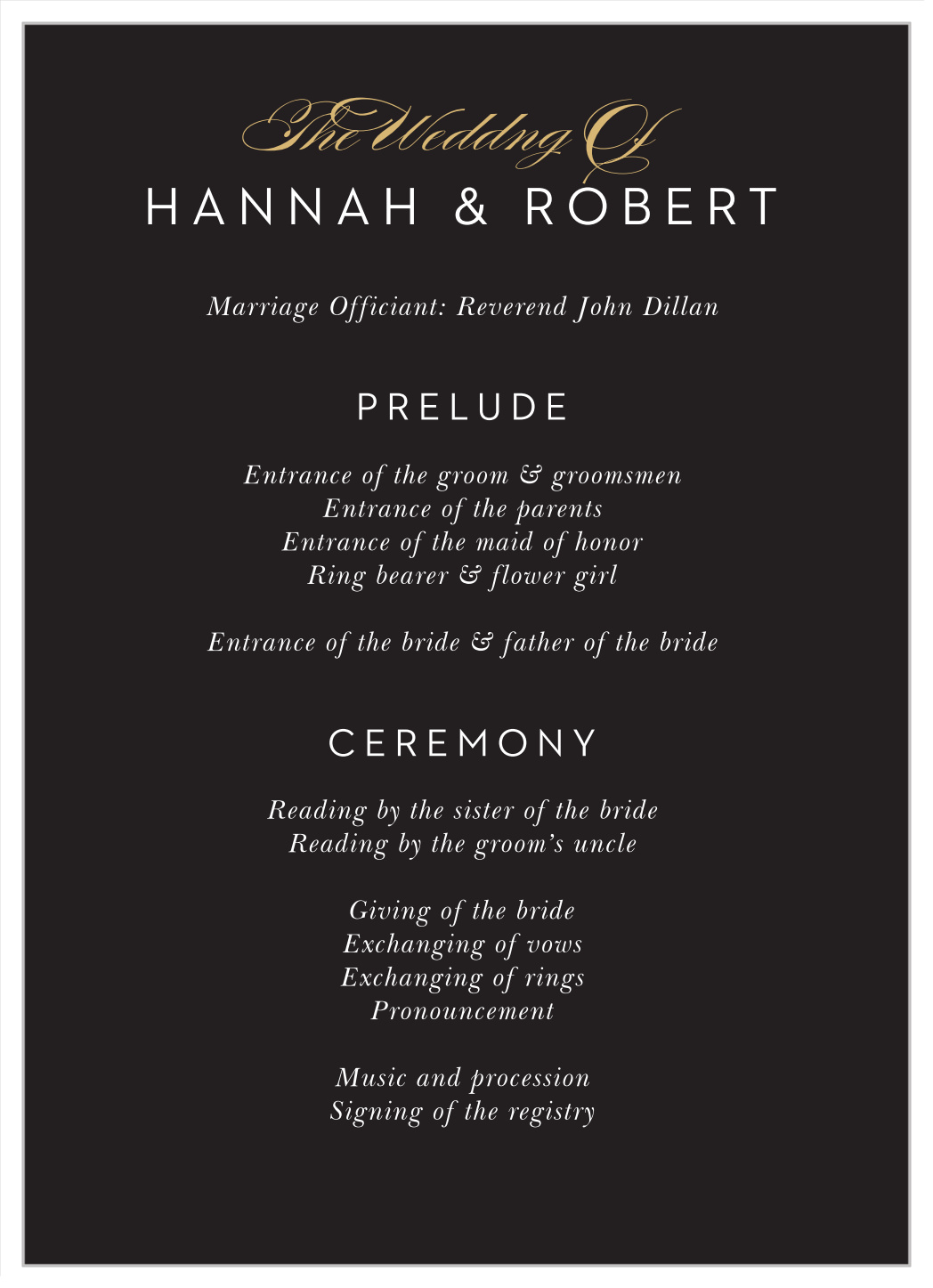 Modern Union Wedding Programs