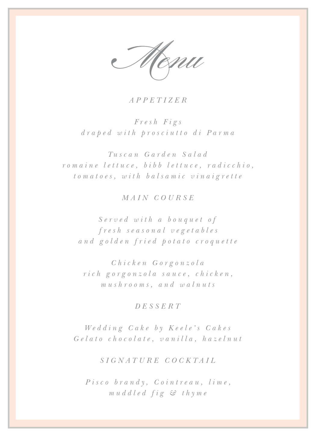 Mild Colorblock Wedding Menus