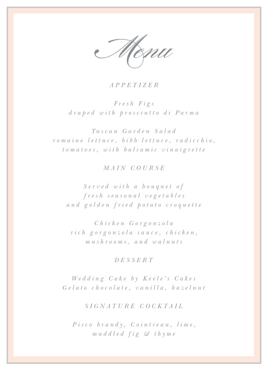 Mild Colorblock Wedding Menus