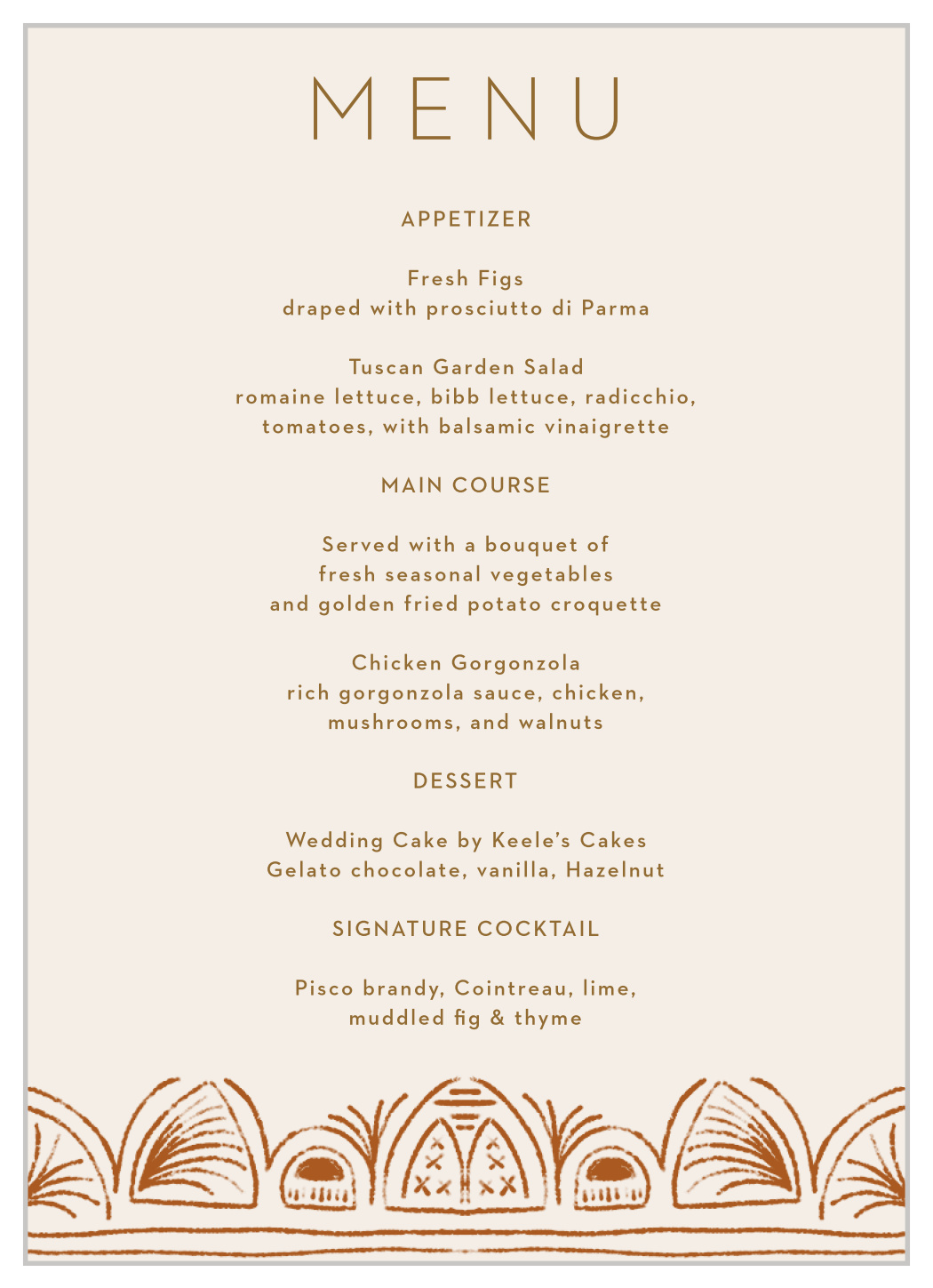 Southwestern Slopes Wedding Menus